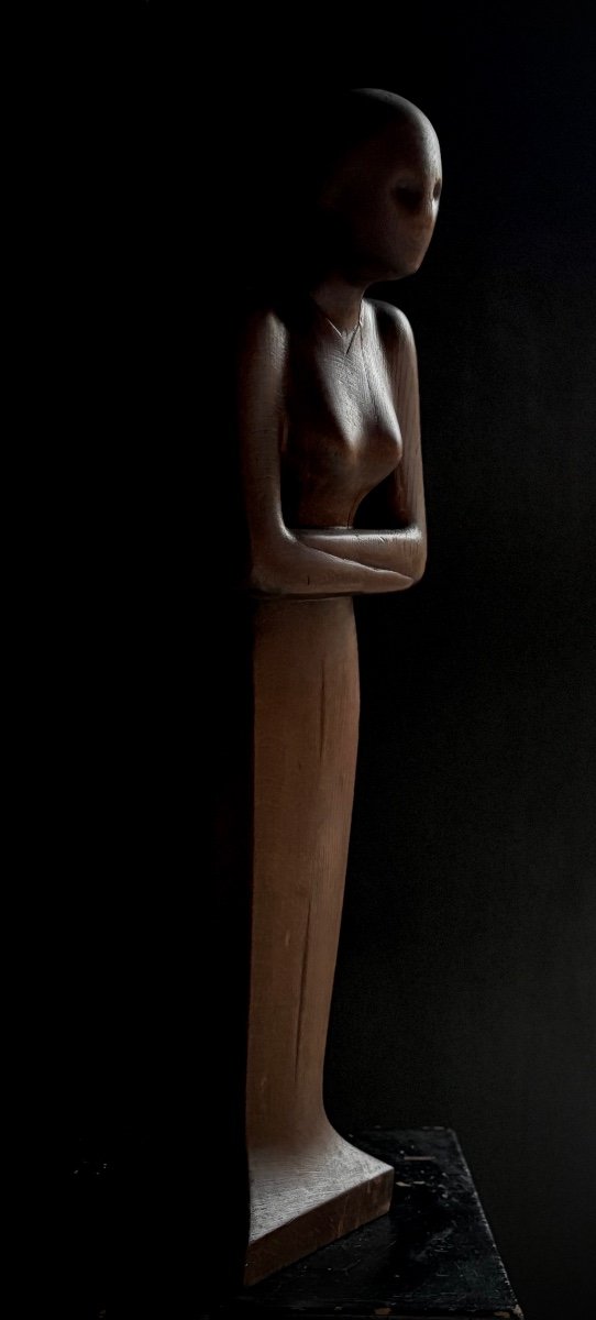 Otto Häusser (1905-1979) Full-length Sculpture Of A Nude Woman, Oak Monoxyl, Circa 1965. 83 -photo-2