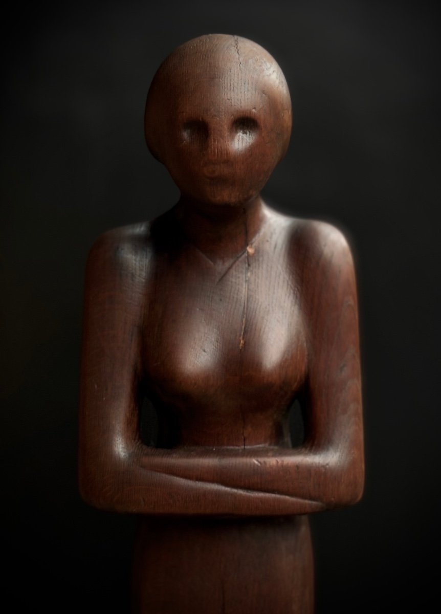 Otto Häusser (1905-1979) Full-length Sculpture Of A Nude Woman, Oak Monoxyl, Circa 1965. 83 -photo-3