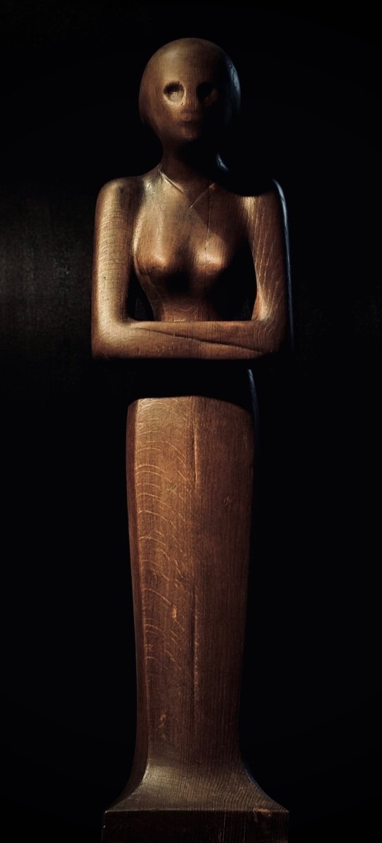 Otto Häusser (1905-1979) Full-length Sculpture Of A Nude Woman, Oak Monoxyl, Circa 1965. 83 