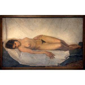 Jan Everts (1899-1993), Nude. Oil On Cardboard 144x90 Cm, 153x99 Cm With Frame. Circa 1934