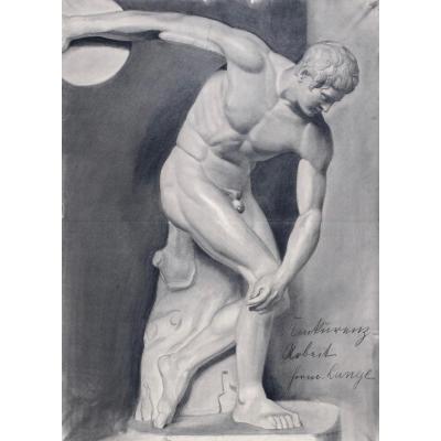  Discobolus Of Miron By Hermann Lange (1890-1939) -charcoal