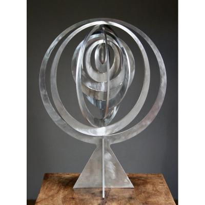 Stainless Steel Sculpture, Representing A Circle Series, From Peter Englsch, Dated 2006
