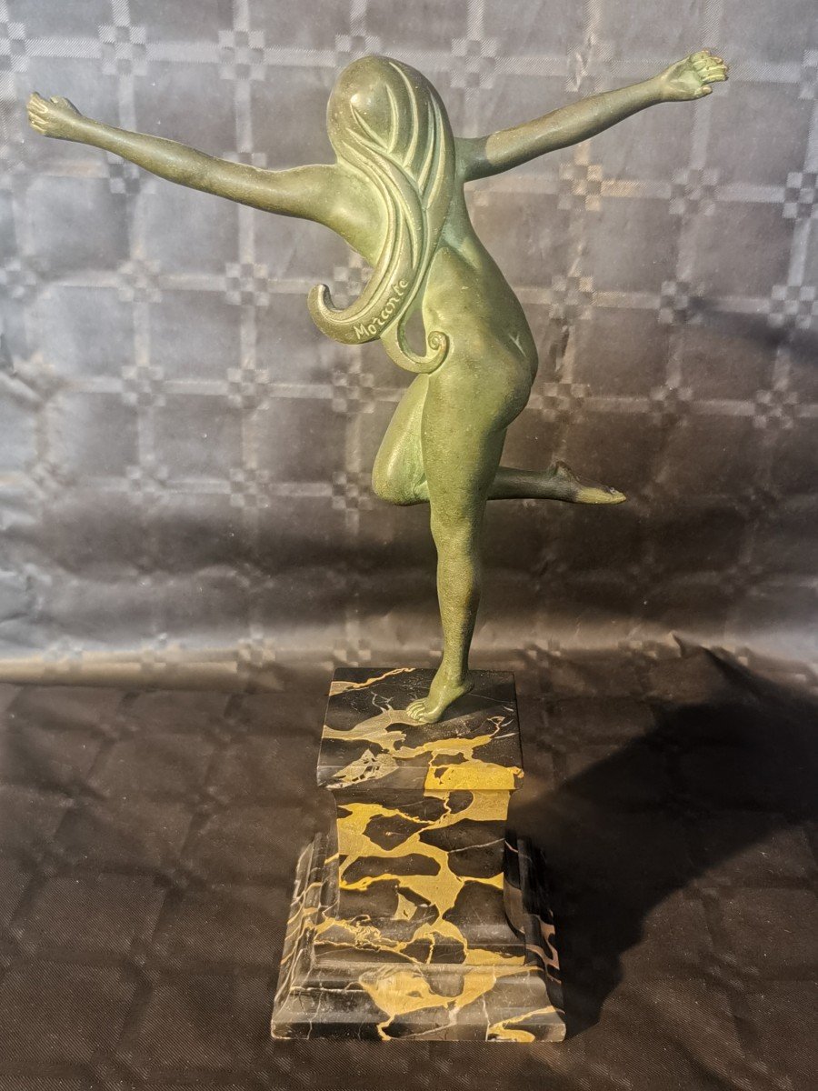 Danseuse En Bronze Patine Verte Par Morante 1930  Art Déco -photo-2