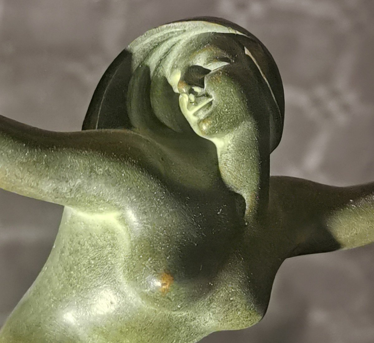 Danseuse En Bronze Patine Verte Par Morante 1930  Art Déco -photo-3