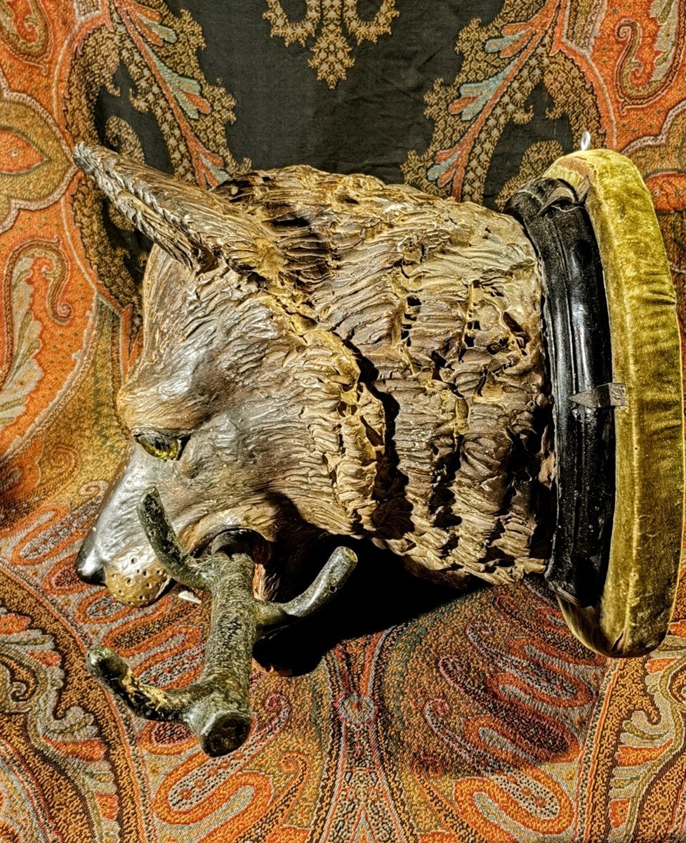 Terracotta Sculpture Head Of Dog - Wolf ( Curiosity / Decoration )-photo-2