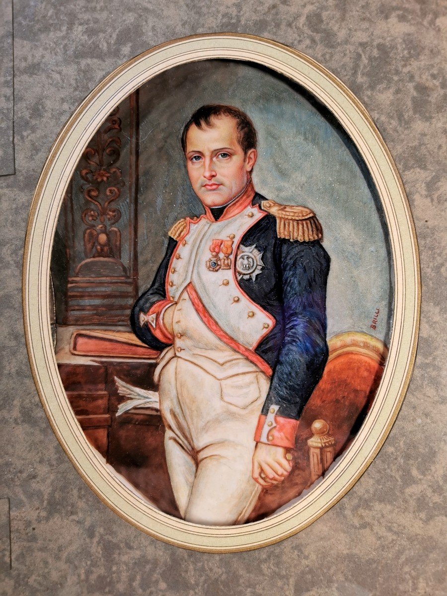 Table Portrait Napoleon 1st Gouache XIX / XXth-photo-2