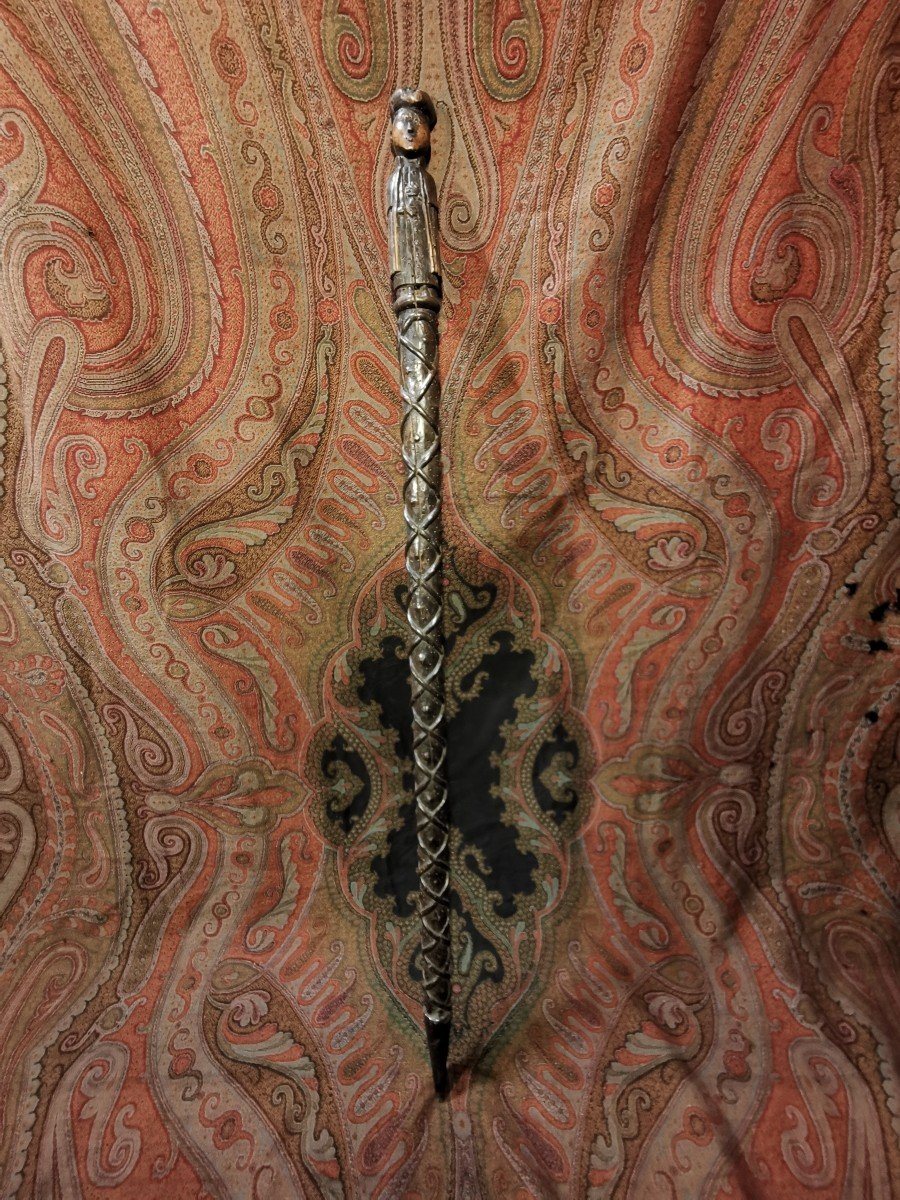 Collector's Cane - Religious Monoxyl - Carved With An Ecclesiastical Character - 18th Century-photo-4