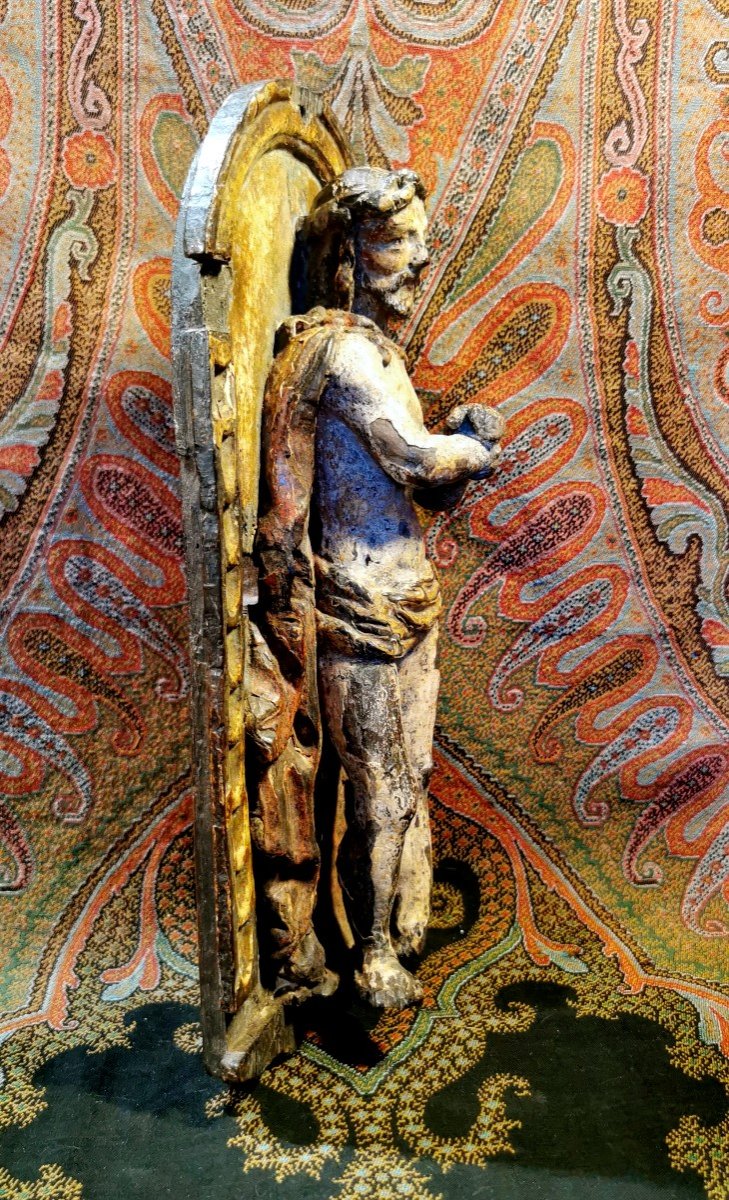 Religious Sculpture - Christ Door Of Tabernacle - Gilded Polychrome - Le Puy - 17th Century-photo-2