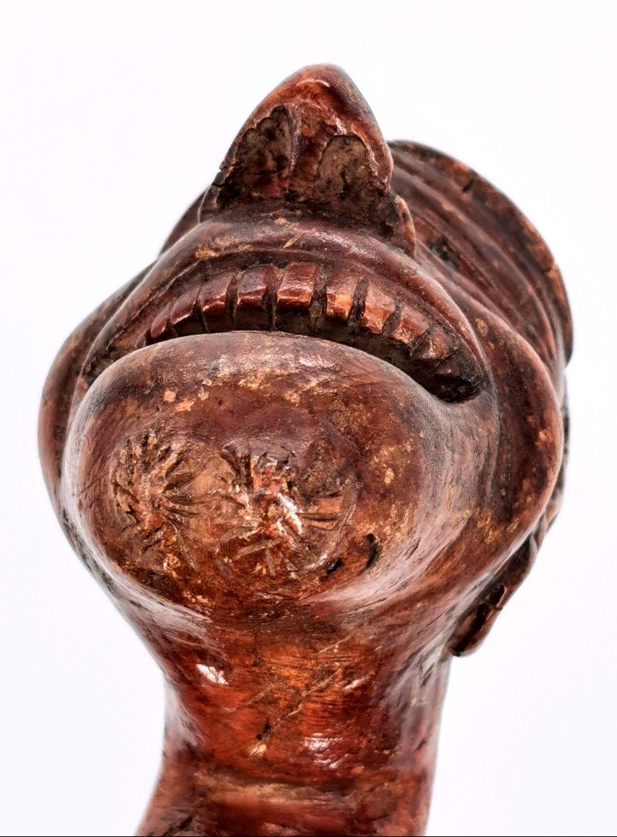 Monoxyl Wooden Cane Carved Devil's Head Popular Art-photo-2