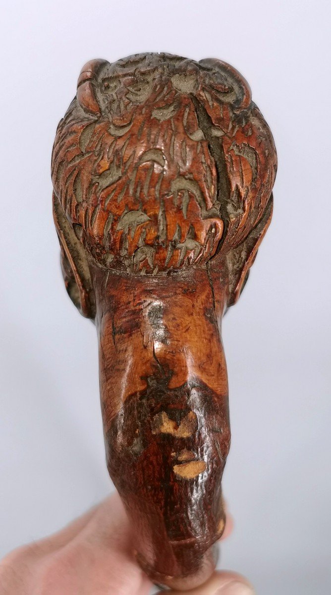 Monoxyl Wooden Cane Carved Devil's Head Popular Art-photo-3