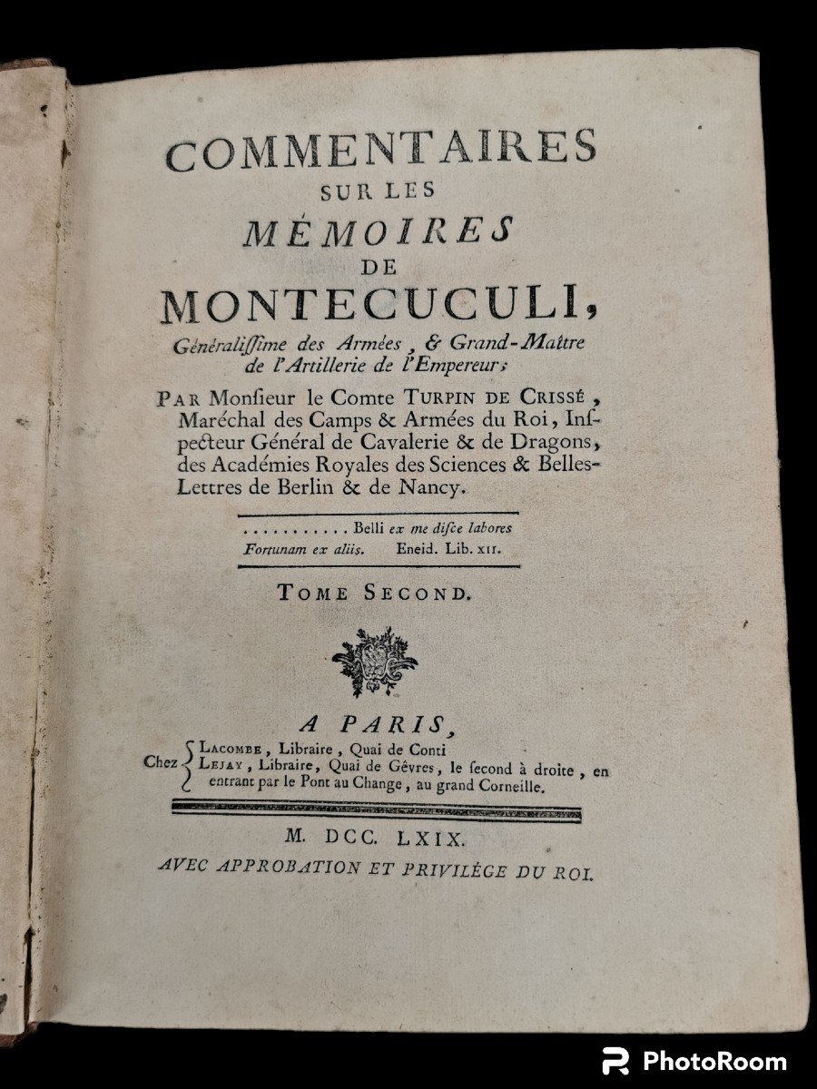 Livres de collection Ancien Commentaires sur les Mémoires de Montecuculi  4 Vol-1764-photo-1