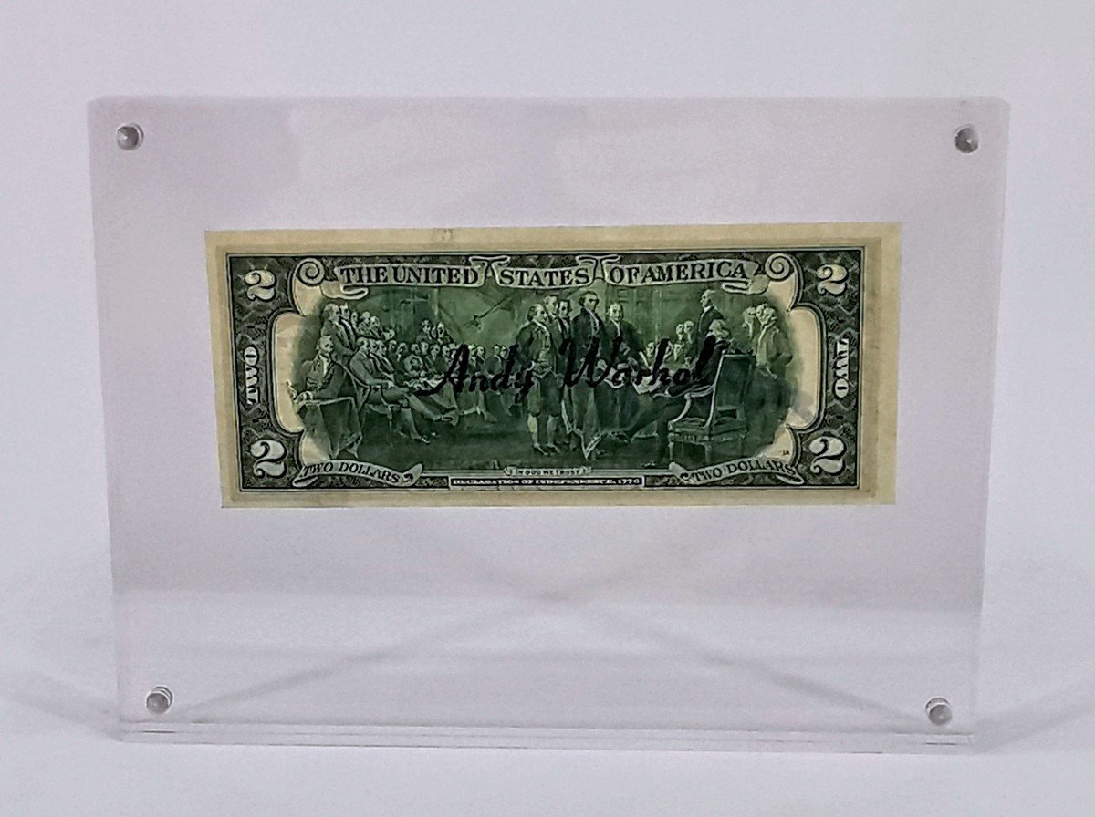 Sculpture  Andy WARHOL Le Billet De 2 Dollar  (objet d'Art)-photo-2