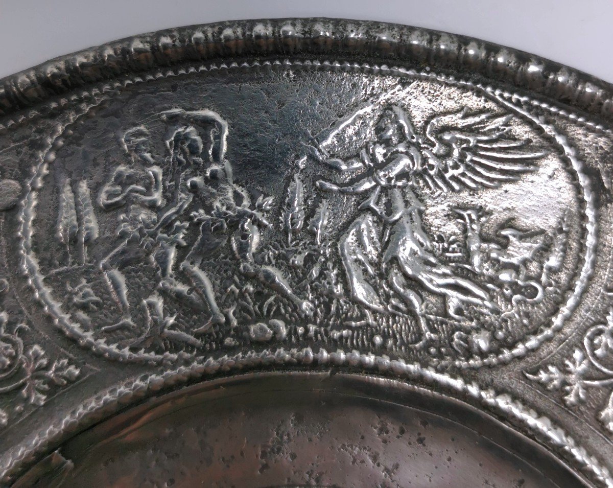 Dish Religious Plate - Pewter Paten From Nuremberg - XVII Th-photo-3