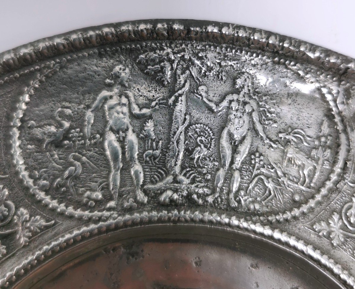 Dish Religious Plate - Pewter Paten From Nuremberg - XVII Th-photo-4