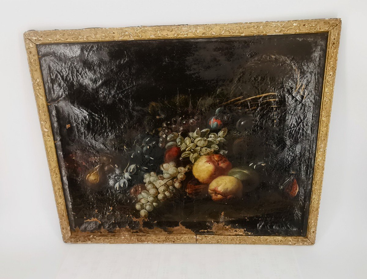 Tableau Nature Morte - 17e Italien Huile . S . T.  Baroques - XVII e-photo-3