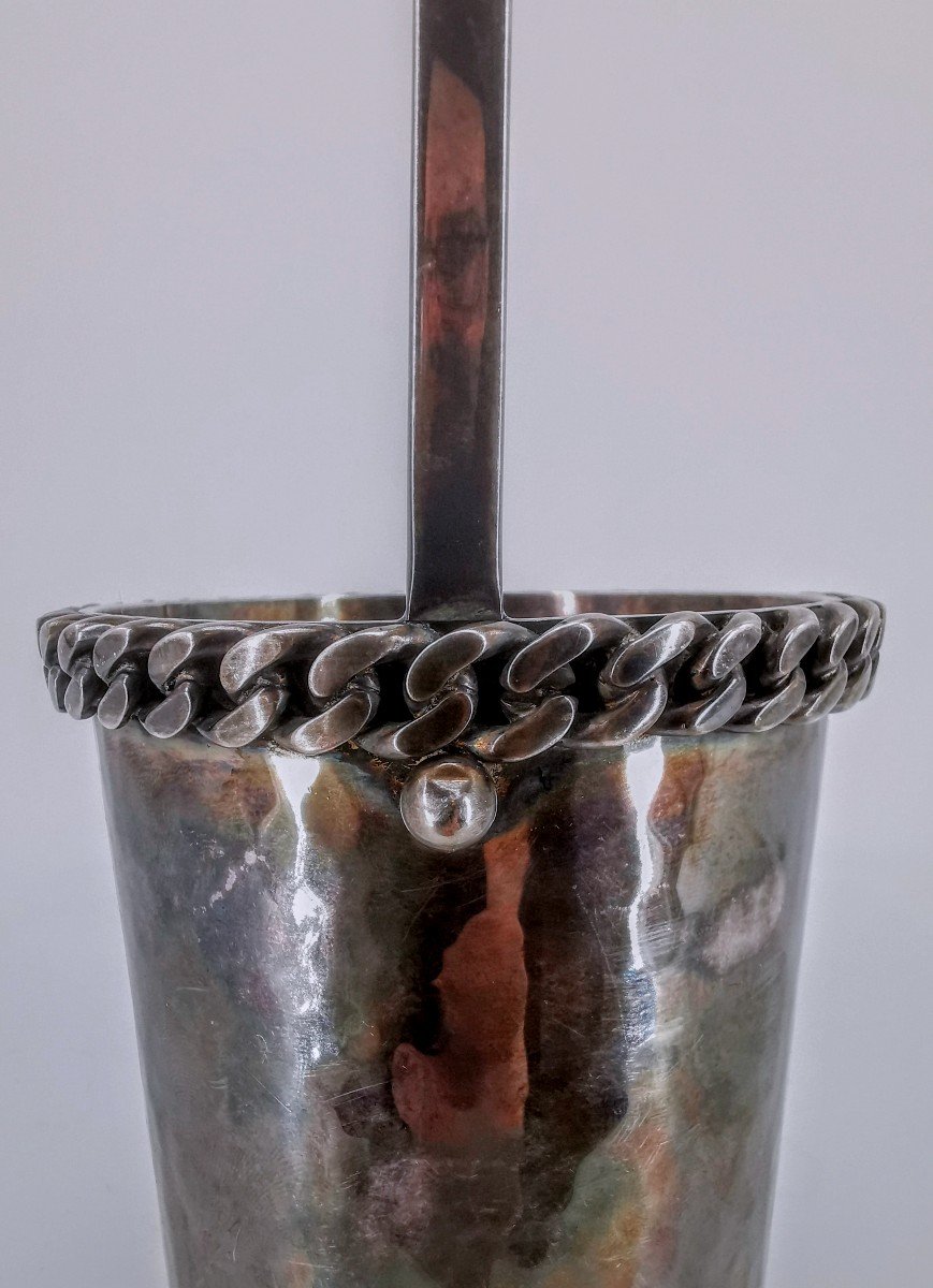 Silver Plated Ice Bucket - Silverware By Artist Jean Després - Modernist Style - Art  Deco-photo-2