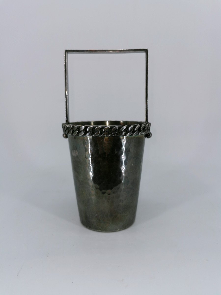 Silver Plated Ice Bucket - Silverware By Artist Jean Després - Modernist Style - Art  Deco-photo-2