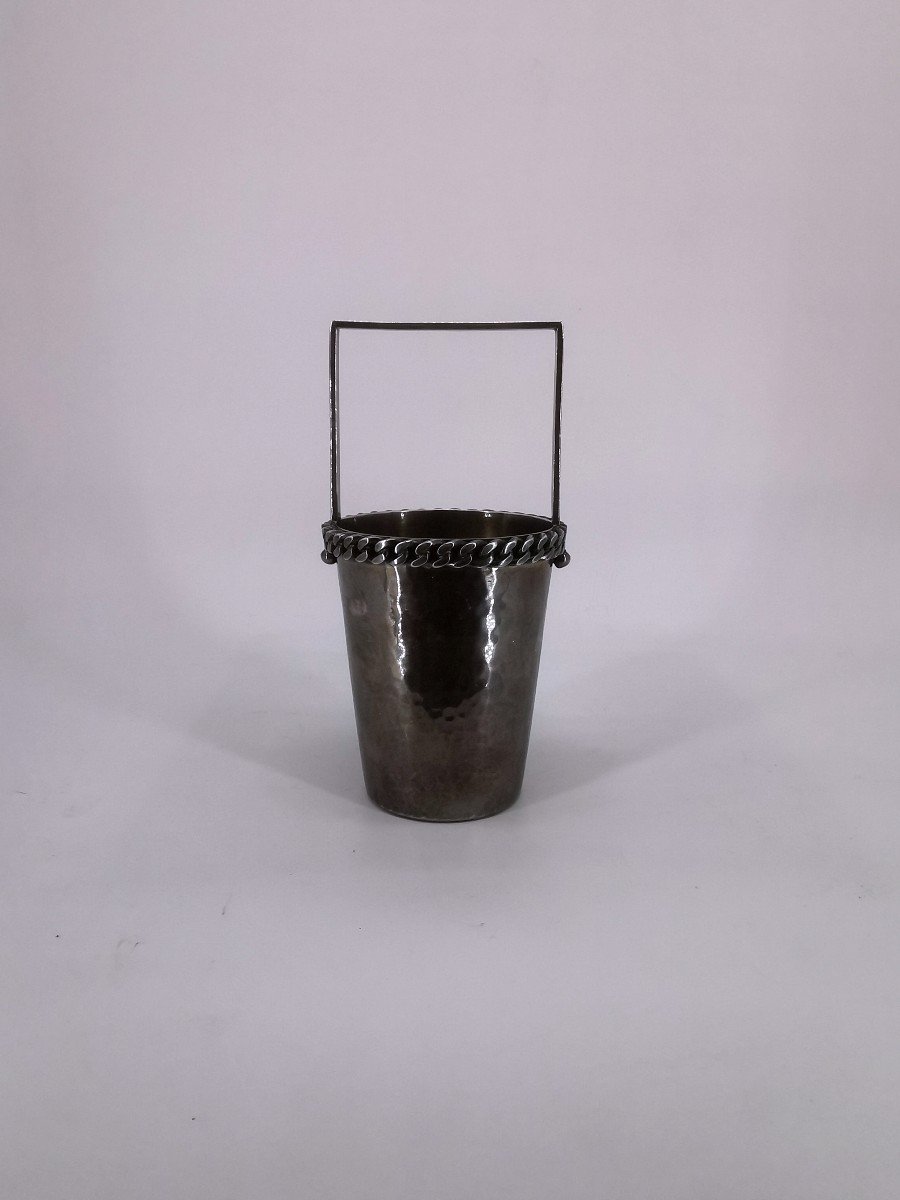 Silver Plated Ice Bucket - Silverware By Artist Jean Després - Modernist Style - Art  Deco-photo-4