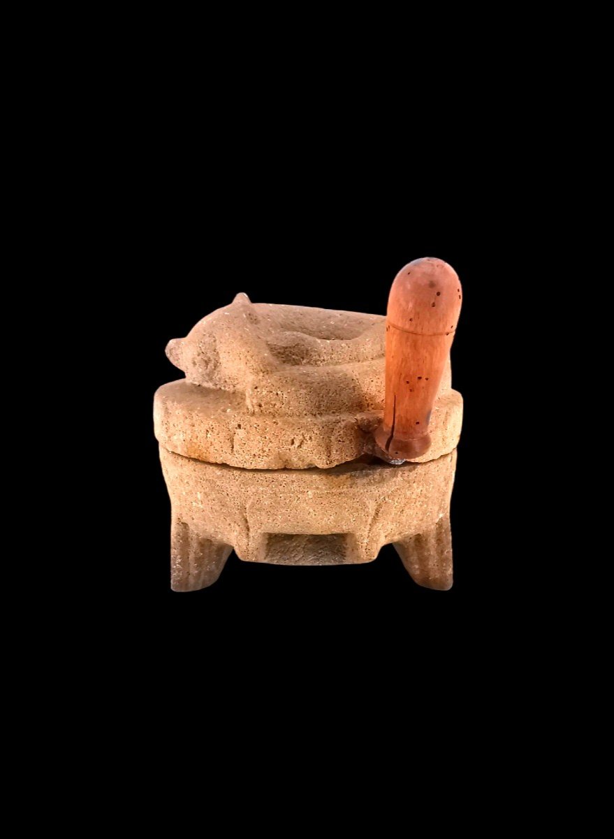 Domestic Salt Mill - Sandstone Fox Sculpture - Auvergne 18th Century Curiosity -photo-2