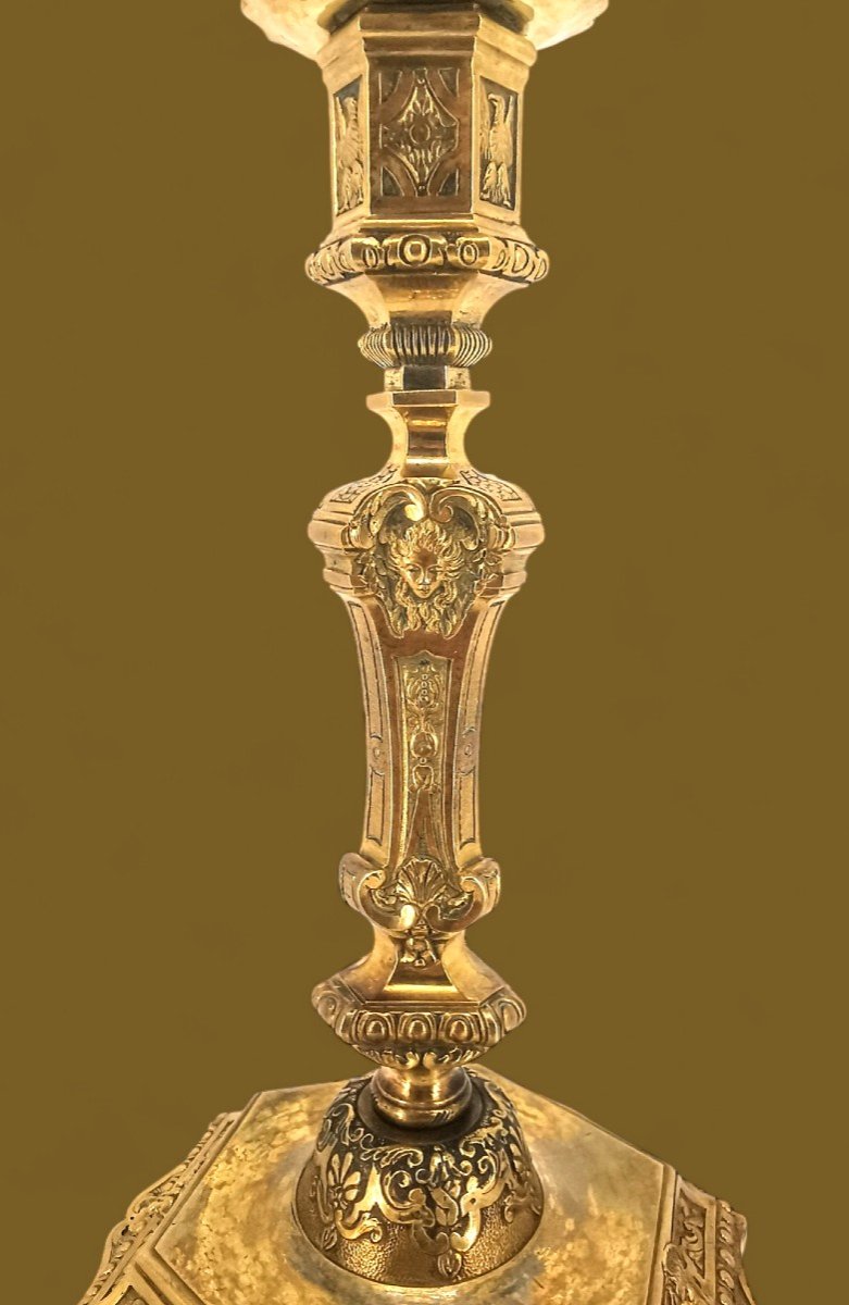 Regency Style Gilt Bronze Flambeau Candle Holder - 19th Century-photo-4