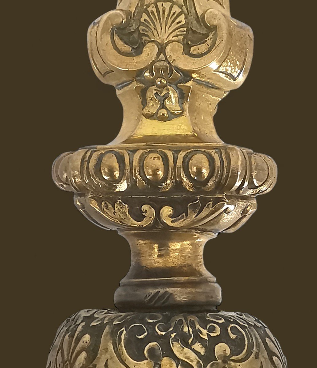 Regency Style Gilt Bronze Flambeau Candle Holder - 19th Century-photo-7