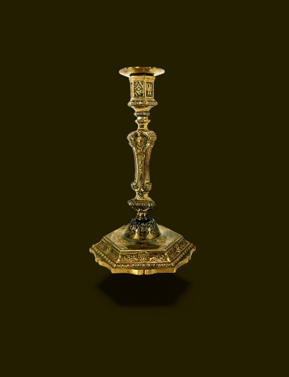 Regency Style Gilt Bronze Flambeau Candle Holder - 19th Century