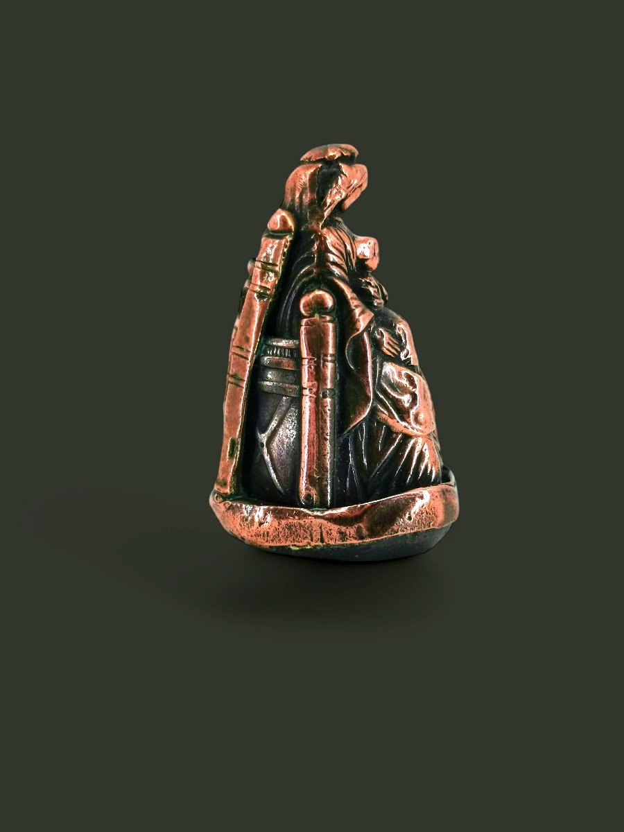 Virgin And Child In Majesty - Chiseled Repoussé Copper - 16th Century Sculpture-photo-2