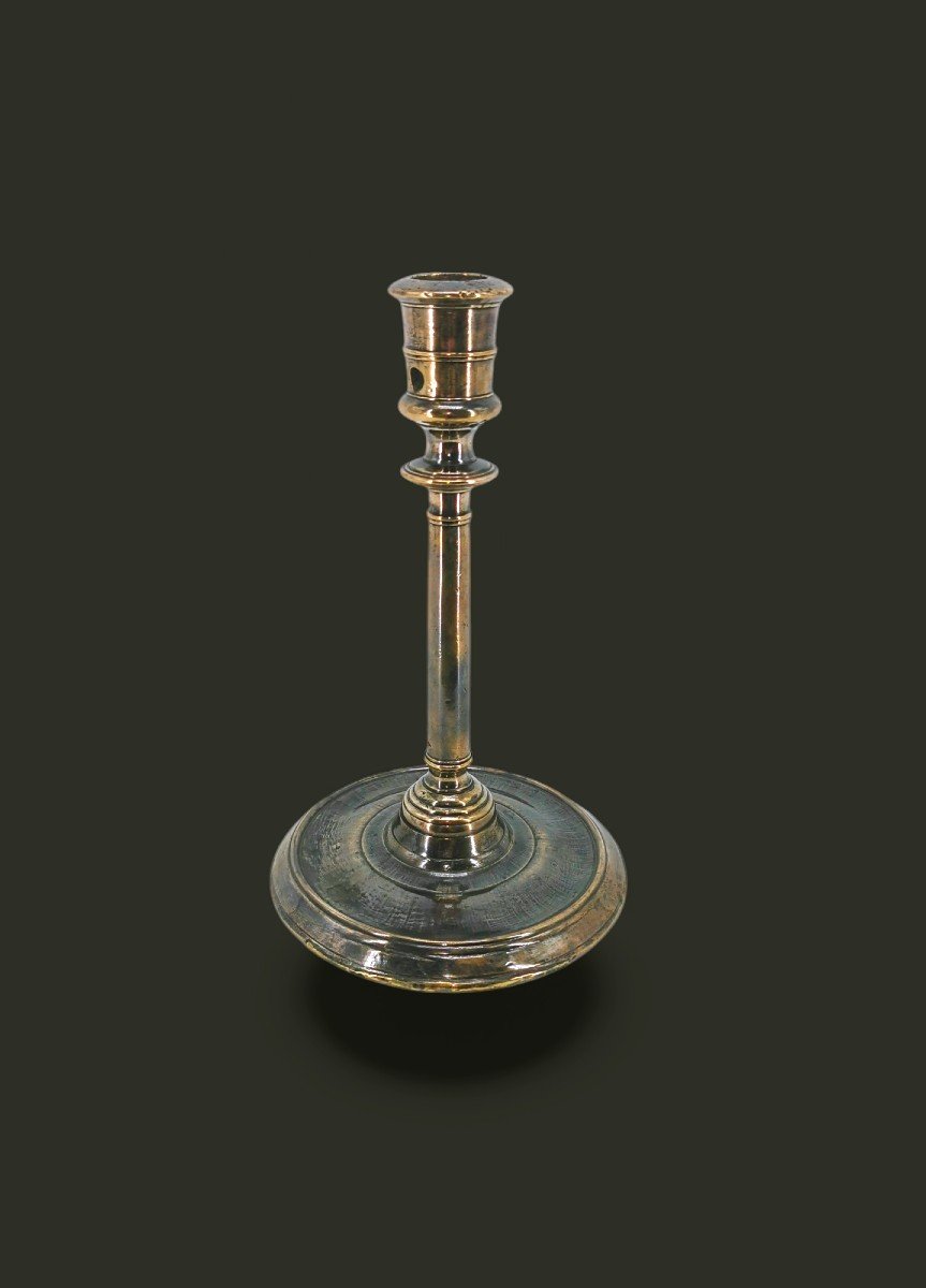 Renaissance Bronze Column Candle Holder - France Style - 16th Century-photo-4