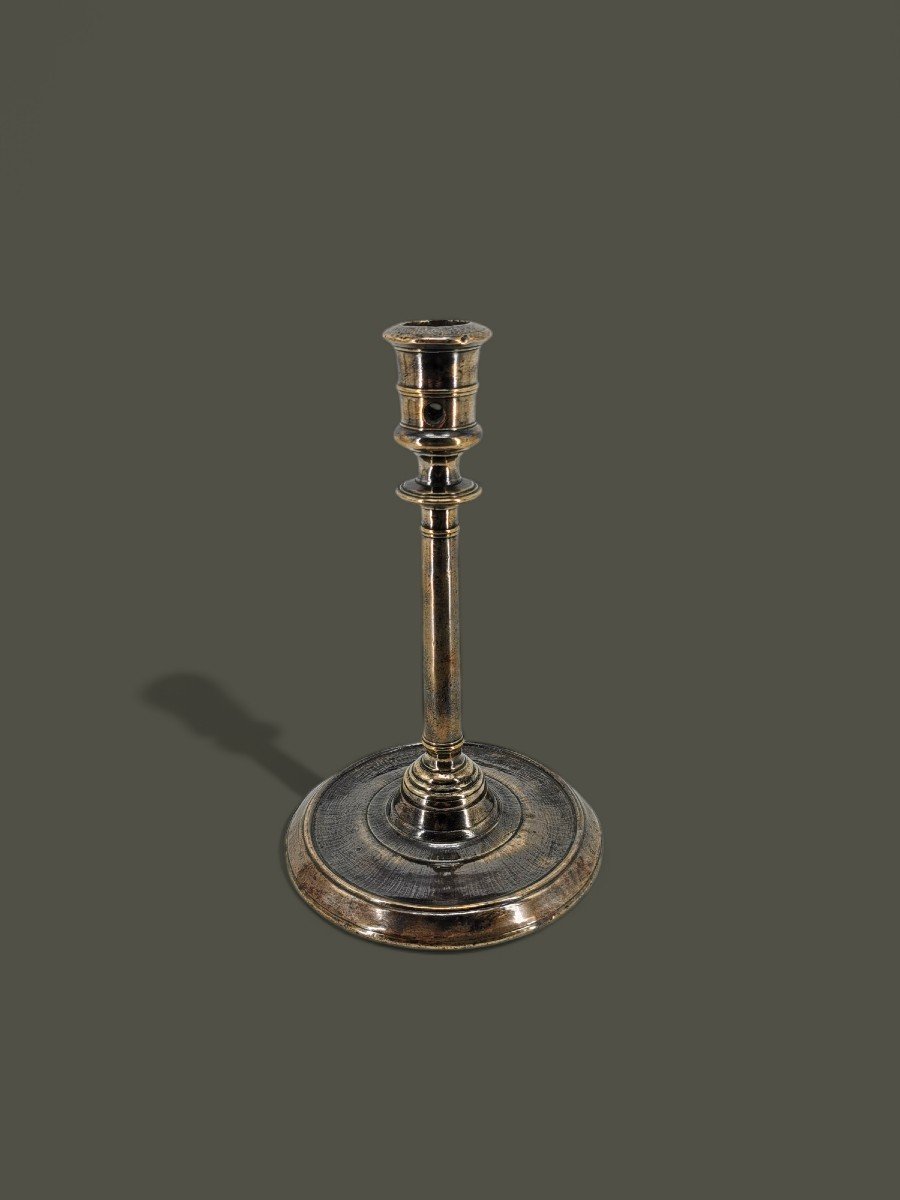 Renaissance Bronze Column Candle Holder - France Style - 16th Century