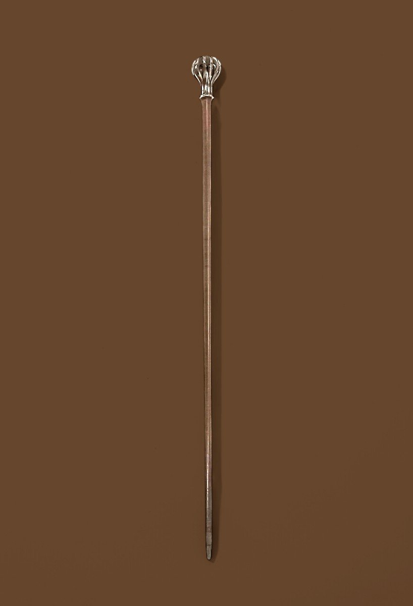 19th Century Collectible Cane - Wrought Iron Covered In Leather - Said To Be For Defense And Alert 