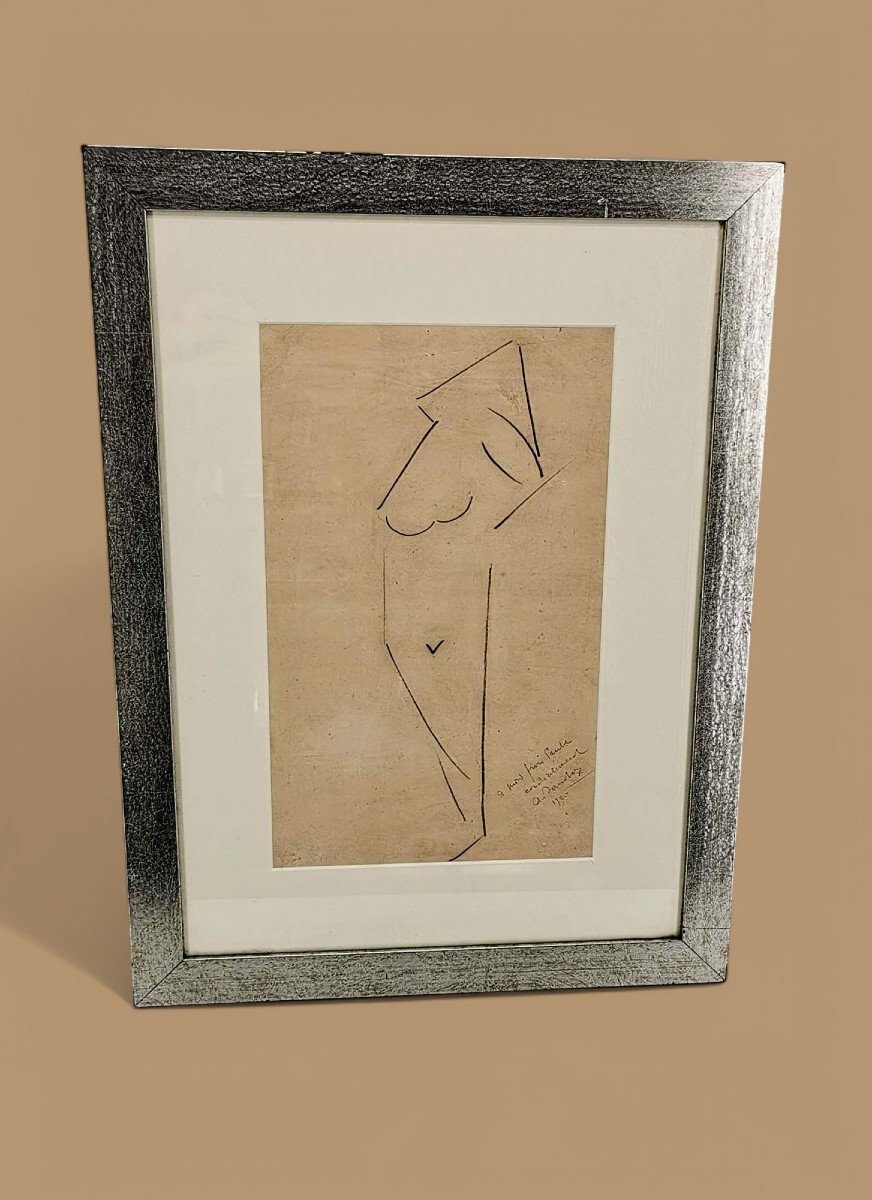 Tableau Dessin Post-Cubisme - Artiste Auguste Sandoz - Oeuvre Nu Mine De Plomb 1925 -photo-3