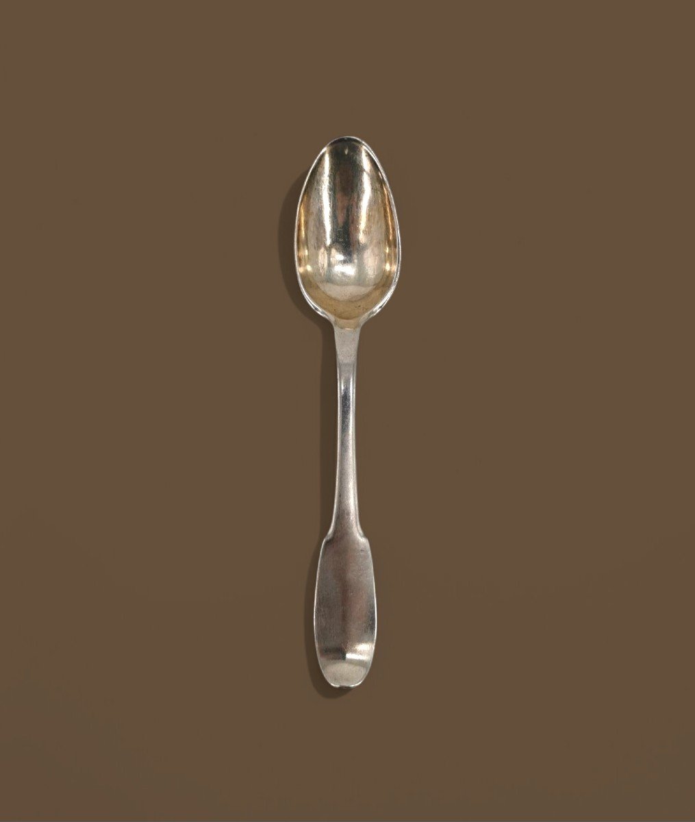 18th Century Silverware - Solid Silver Spoon - Uniplat Model -photo-3