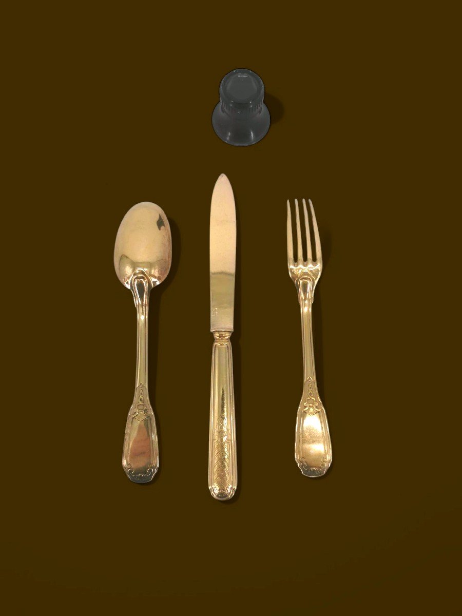 Silverware Service - Silver-gilt Cutlery - 19th Century Tableware -photo-2