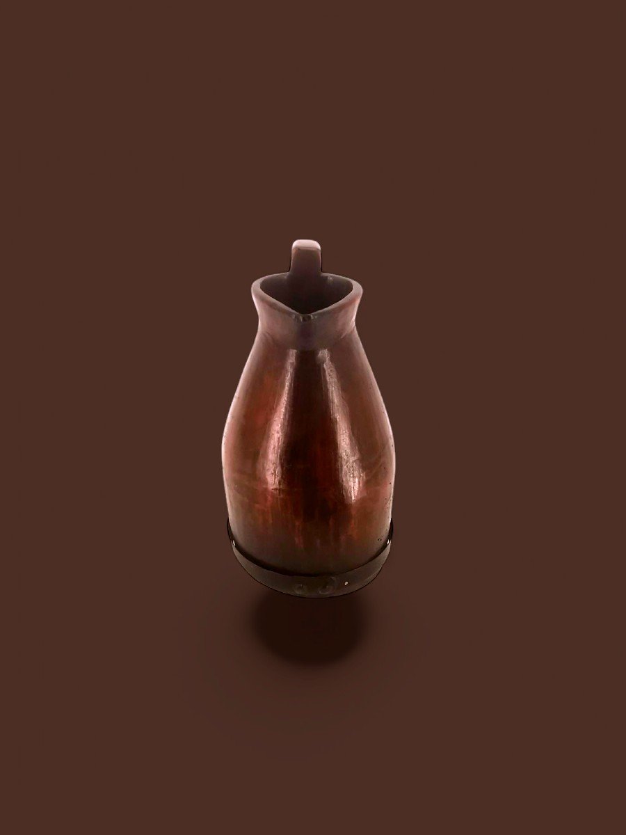 Monoxyl Walnut Pitcher - Auvergne Folk Crafts - 19th Century Sculpture -photo-4