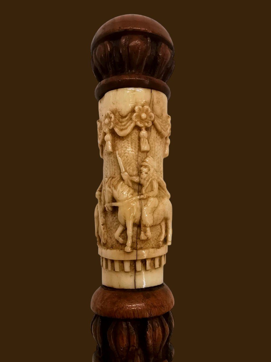 Collectible Cane - Carved In High Reliefs - Historical Decor 18th / 19th Century -photo-4