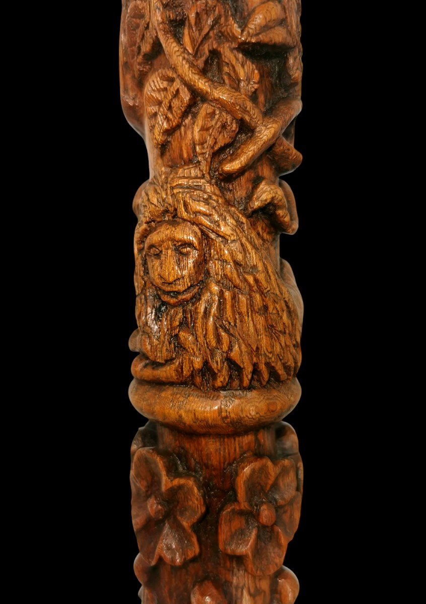 Collectible Cane - Carved In High Reliefs - Historical Decor 18th / 19th Century -photo-6