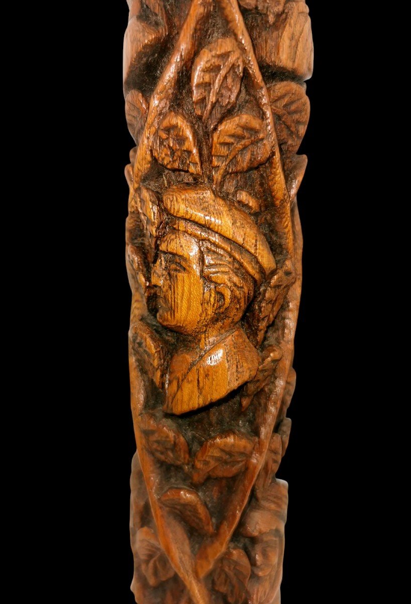 Collectible Cane - Carved In High Reliefs - Historical Decor 18th / 19th Century -photo-7