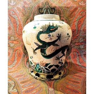 VASE Pot Céramique Décor chine dragon XVIII / XIX