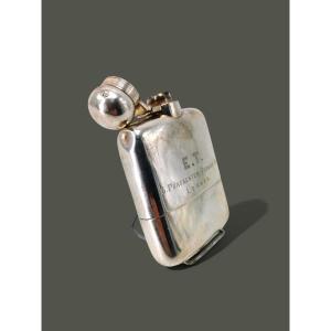 Whiskey Flask Travel Object In Solid Silver - 19th Century Curiosity 