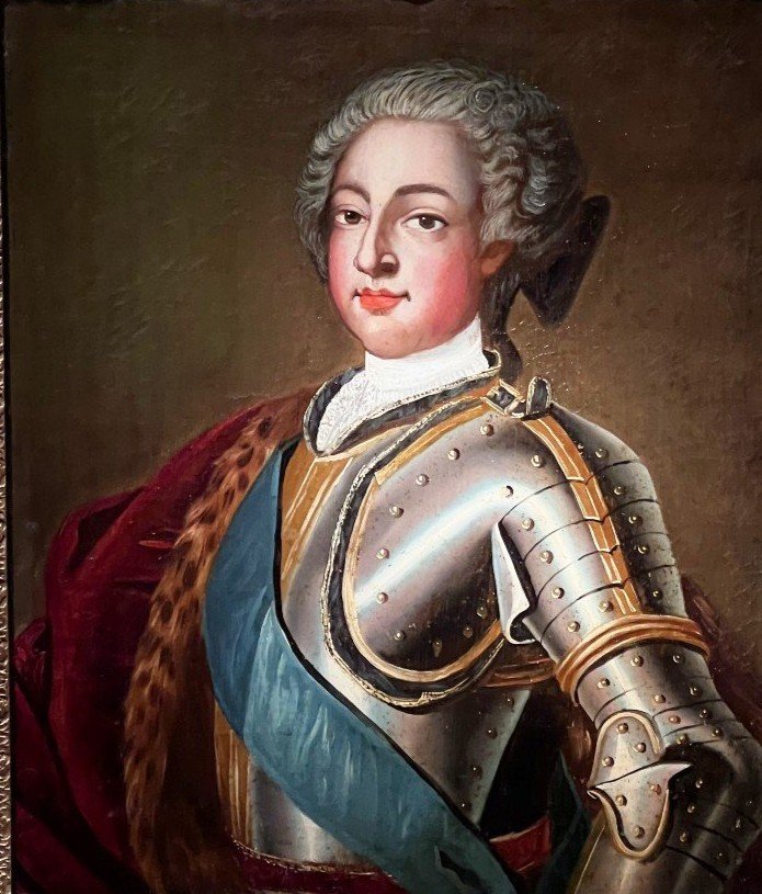 Portrait Of Louis XV, King Of France And Navarre After Jb Van Loo XVIIIth Century.-photo-2