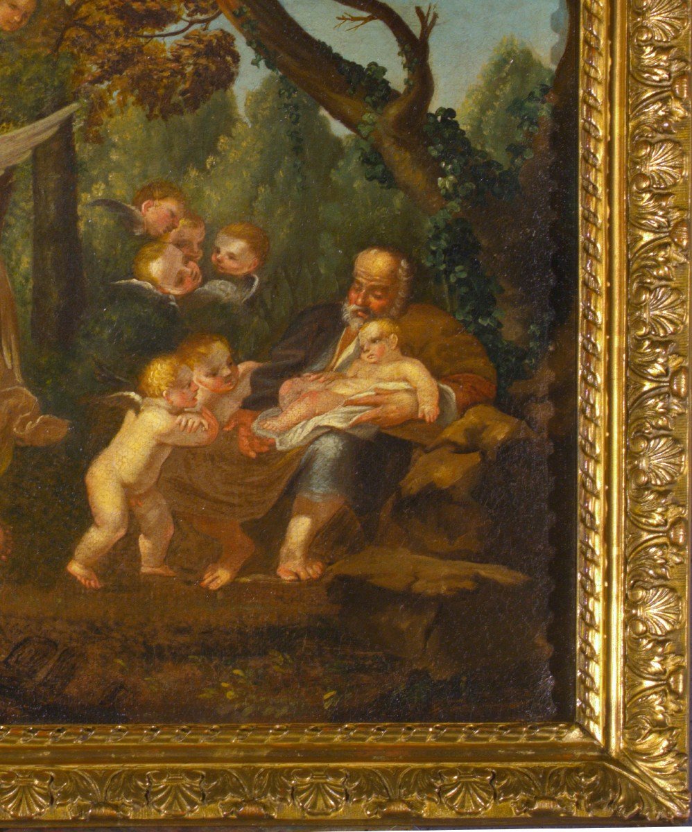 Rest During The Flight Into Egypt, Oil On Canvas From The 17th Century.-photo-4