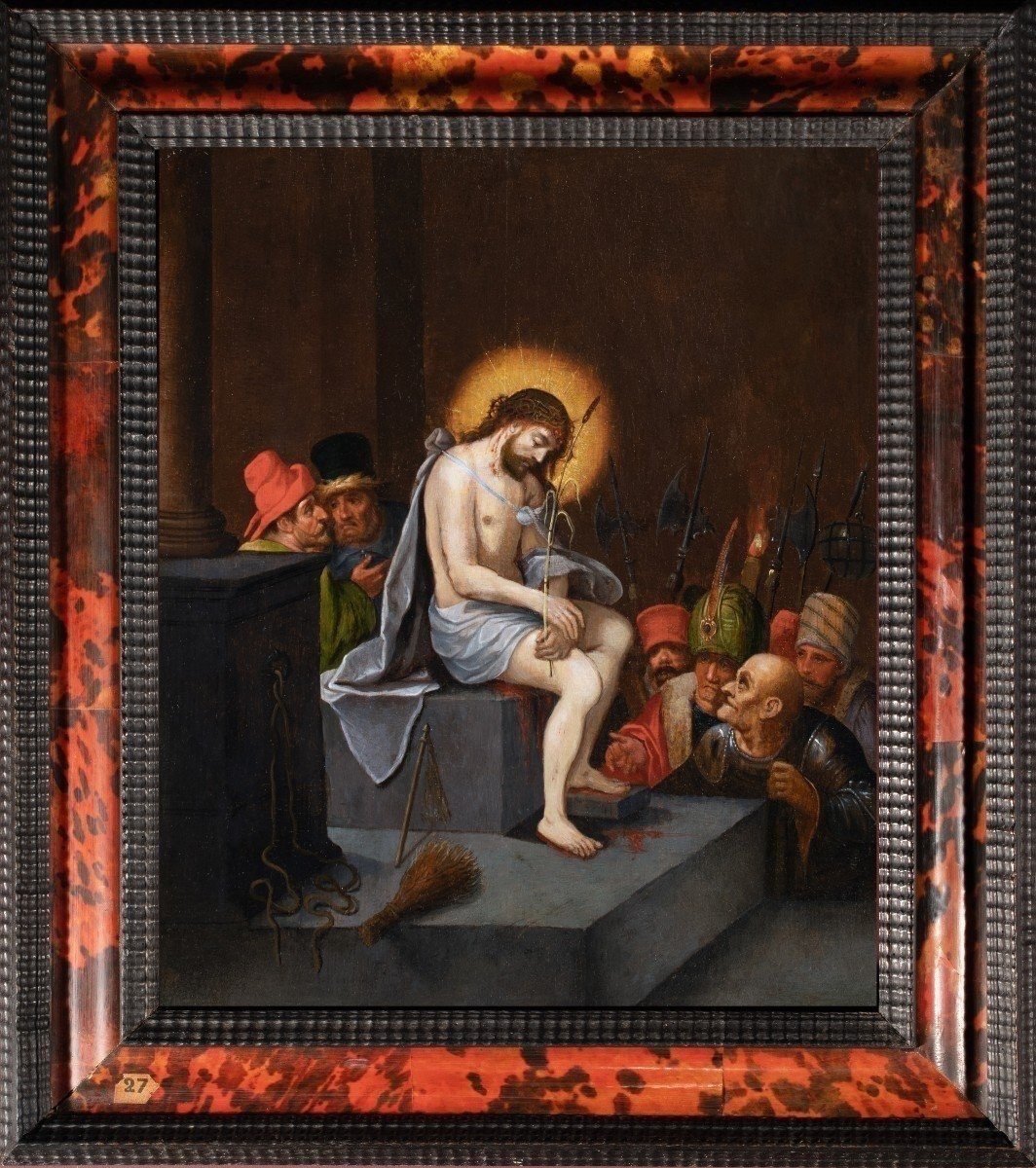 "Ecce Homo" Panneau de chêne, Atelier de Frans Francken Le Jeune (1581-1642)-photo-3