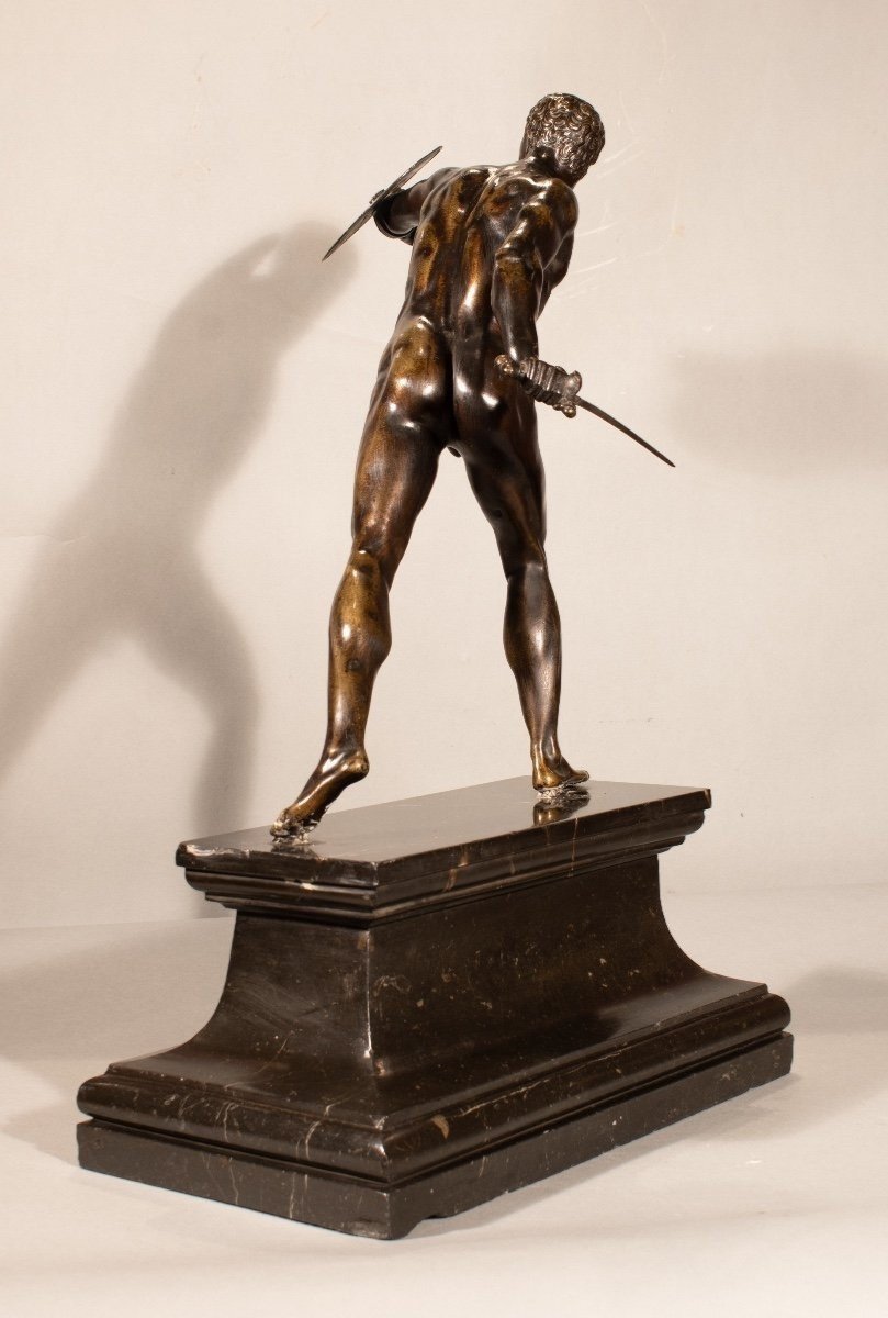 Borghese Gladiator, Bronze Sculpture. France 17th Century Period.-photo-4