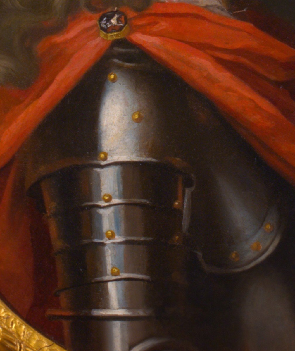 Portrait Of A Man In Armor, Circa 1680, French School, Circle Of Joseph Vivien.-photo-4