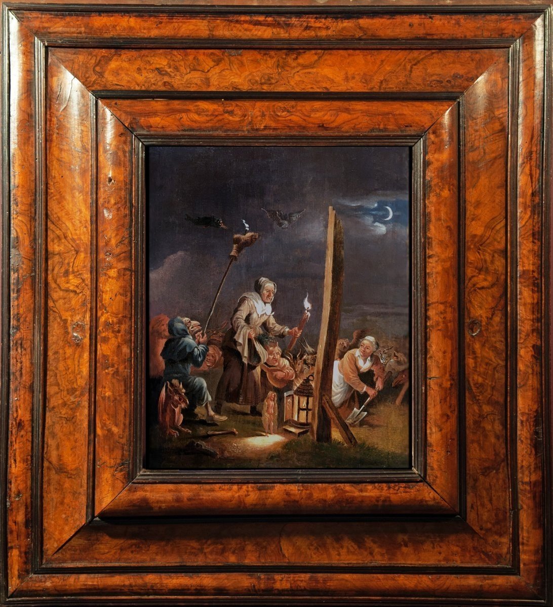 « L’arrivée Au Sabbat », Deuxième Moitié Du XVIIème Siècle, école De David Teniers, Le Jeune.