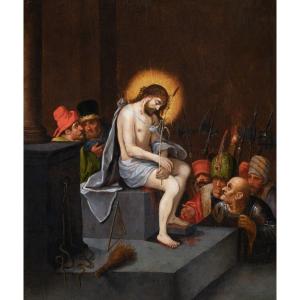 "Ecce Homo" Panneau de chêne, Atelier de Frans Francken Le Jeune (1581-1642)