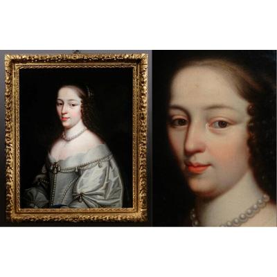 Portrait d’Henriette de Coligny de la Suze, Attribué Aux Frères Beaubrun , Peint Vers 1640.