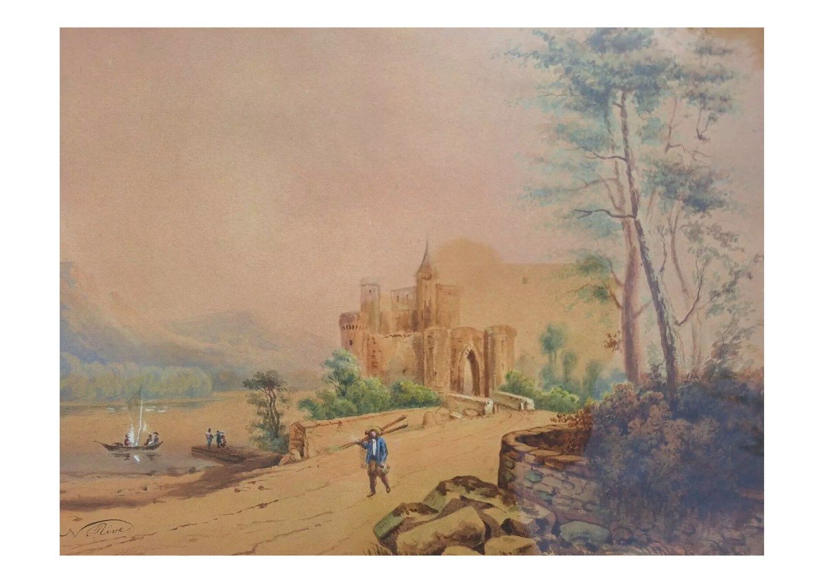 Peinture Ancienne 19 Siècle Paysage Signé Nicolas Louis Albert De La Rive-photo-4