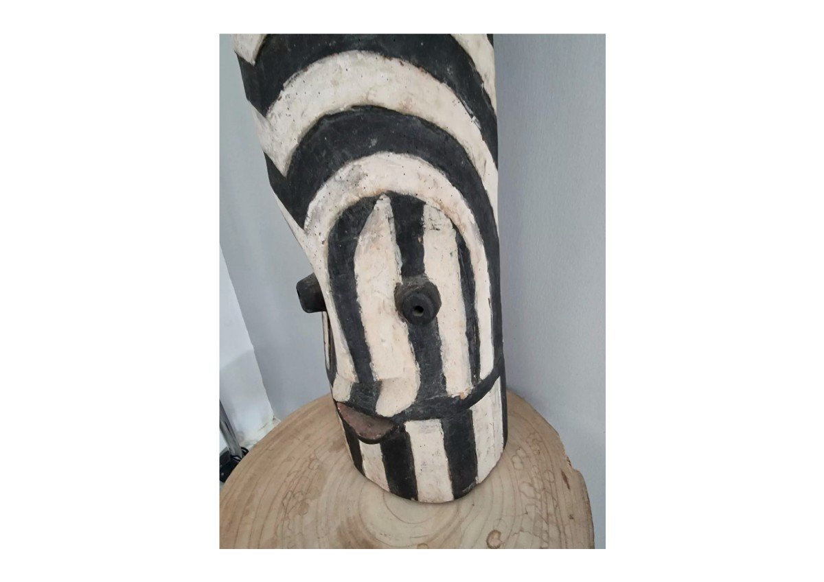 African Mask Wood.black White Songye-photo-2