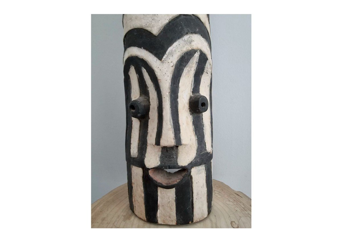 African Mask Wood.black White Songye-photo-5